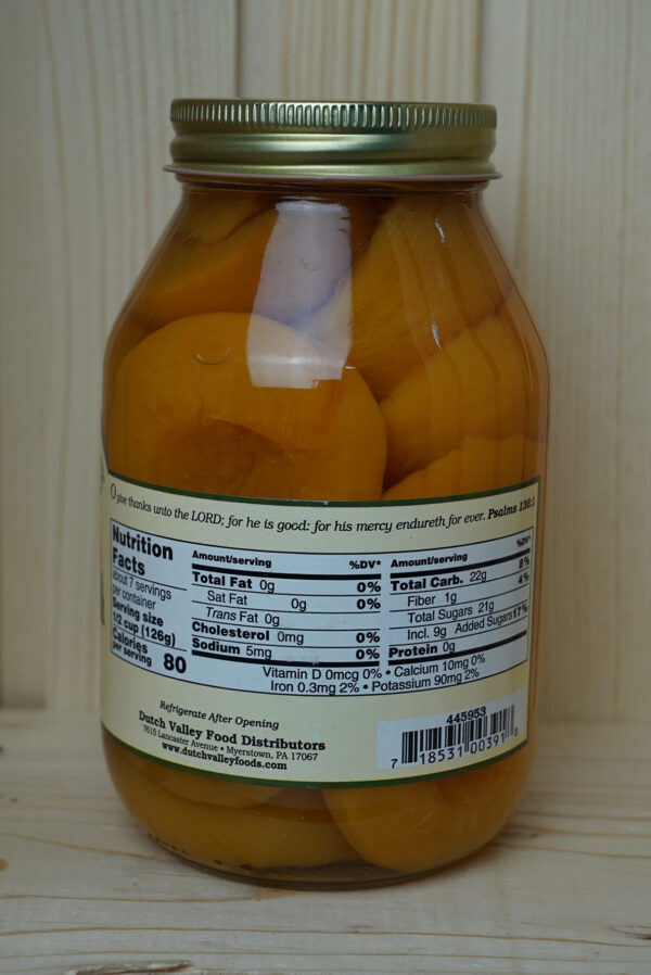 amish vanilla peaches nutritional info