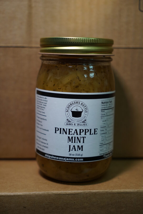 Jar of pineapple mint jam 18oz