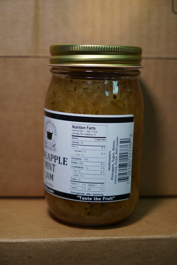 Jar of pineapple mint jam 18oz nutritional info